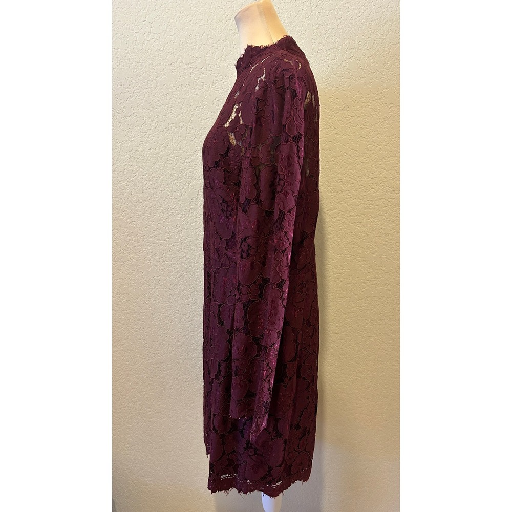 Betsey Johnson Lace Sheath Dress 14 Burgundy Floral Whimsigoth Vamp Homecoming - Picture 4 of 11